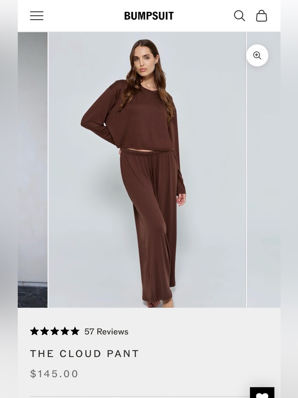 The Cloud Set - Long Sleeve Crop Tee & Pants in chocolate